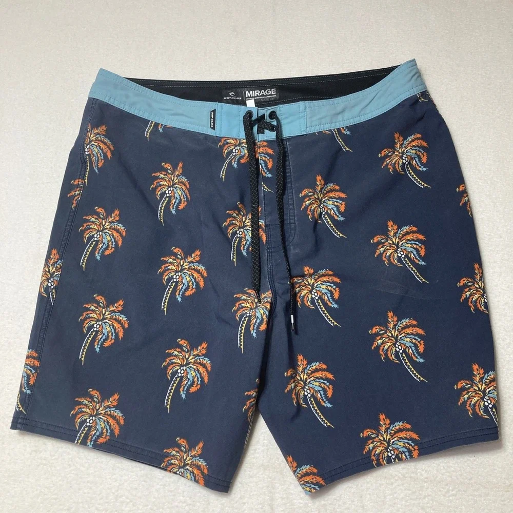 Rip‎ Curl Mirage Ultimate Stretch Boardshorts Palm Trees Blue Mens Size 36